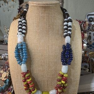 Handmade African Trade Bead Necklace From Kenya Multicolor